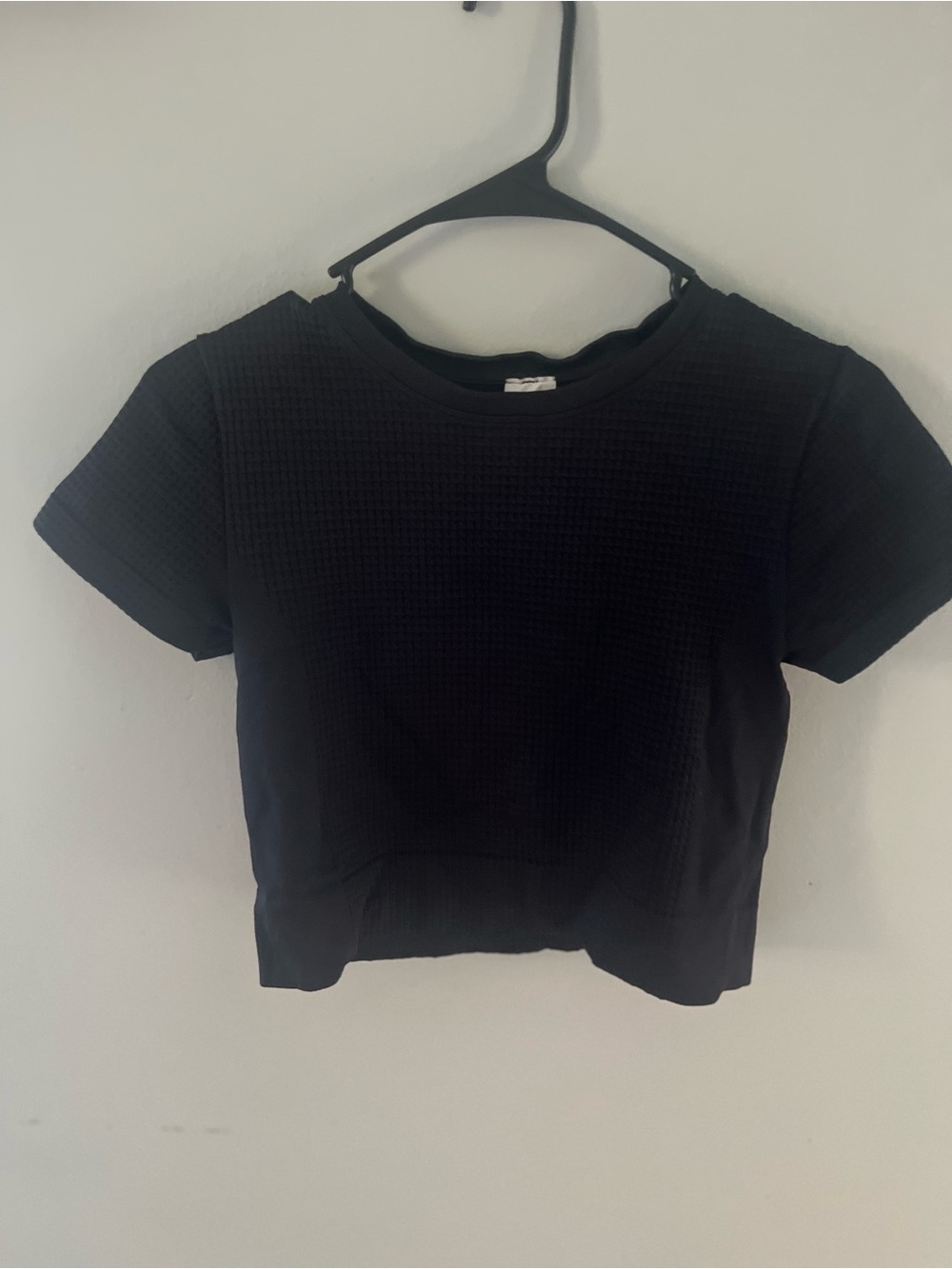 all in motion Black Short Sleeve Textured Crop Top